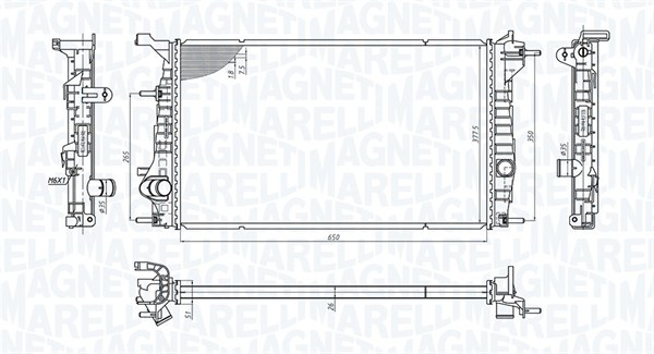 Radiator, motorkjøling - 350213200600 MAGNETI MARELLI - 350213200600, 0109.3097, 123.181