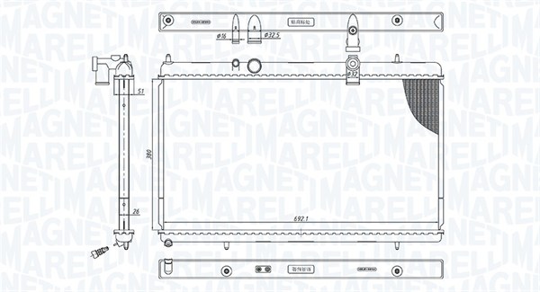 Radiator, motorkjøling - 350213200900 MAGNETI MARELLI - 1330K8, 40002256, 50444