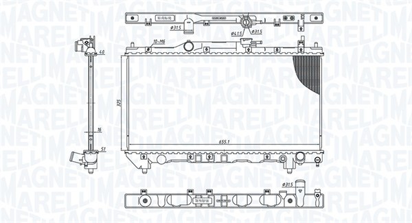 Radiator, motorkjøling - 350213201100 MAGNETI MARELLI - 16400-03180, 16403-03180, 0115.3127