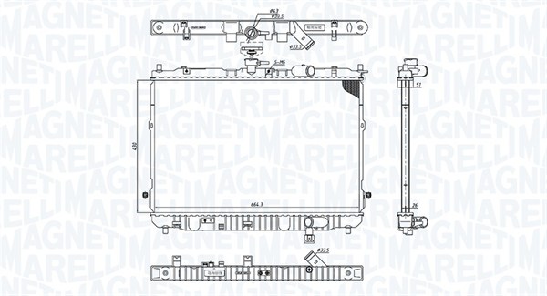 Radiator, motorkjøling - 350213201400 MAGNETI MARELLI - 0K2KB-15-200, 0K2KB-15-200A, 0133.3025
