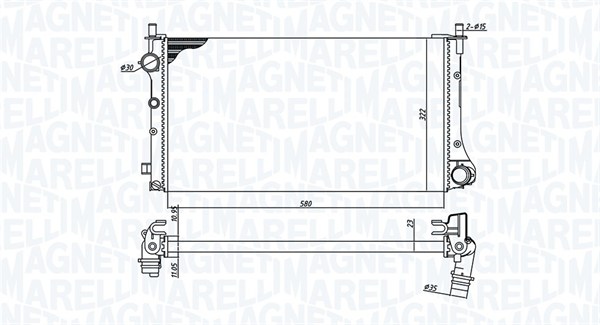 350213382000, Radiator, motorkjøling, Chladič, chlazení motoru, MAGNETI MARELLI, 46798743, 51773192, 51773193, 0104.3118, 109.366, 17002292, 58237, 617846, 732925, 8MK376767-751, DRM09085, FTA2292