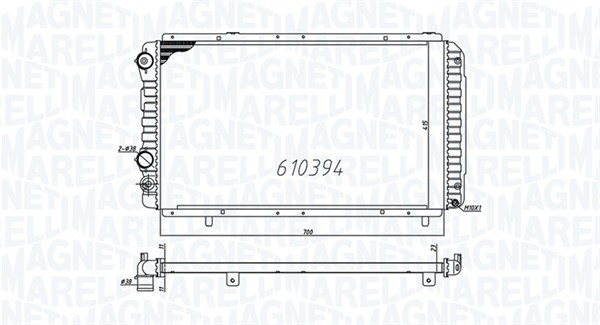 Radiator, motorkjøling - 350213706000 MAGNETI MARELLI - 1301JK, 1307392080, 1307393080