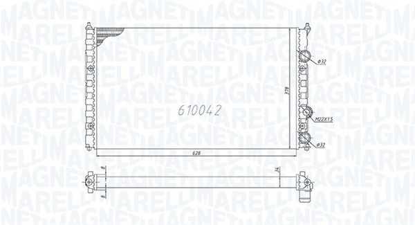 350213838000, Radiator, motorkjøling, Chladič, chlazení motoru, MAGNETI MARELLI, 1H0121253A, 1H0121253CB, 1H0121253P, 1HM121253D, 6K0121253AA, 6K0121253L, 6K0121253M, 0112.3013, 102.070, 1.40.15733.534, 58002115, 58093, 652451, 731267, 8MK376714-441, CR394000S, STA2031