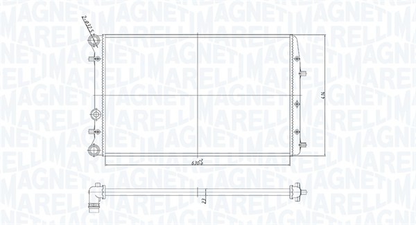 Radiator, motorkjøling - 350213841000 MAGNETI MARELLI - 6LL121253, 6Q0121253L, 6Q0121253M