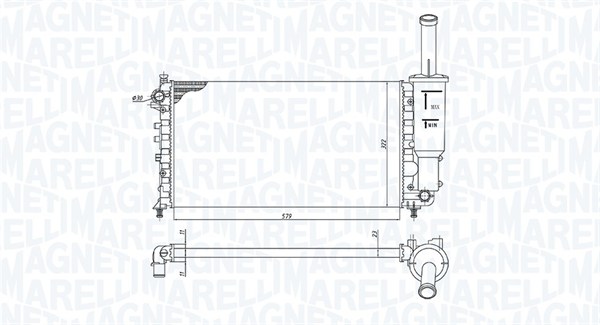 Radiator, motorkjøling - 350213902000 MAGNETI MARELLI - 51724188, 51724191, 0104.3062