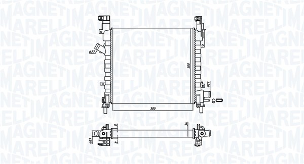 350213924000, Radiator, motorkjøling, Chladič, chlazení motoru, MAGNETI MARELLI, 1231795, 1361841, 1671692, 0105.3079, 110.134, 18002373, 53651, 62005, 734392, 8MK376764-251, DRM10063, FD2373