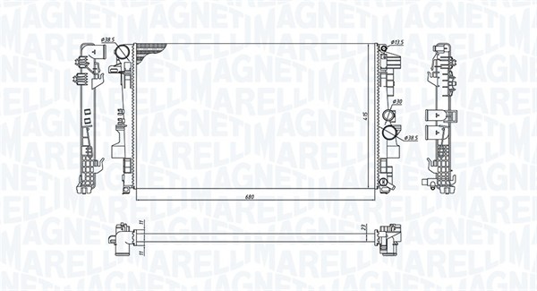 Radiator, motorkjøling - 350213955000 MAGNETI MARELLI - A6395010401, A6395011101, 0106.3111