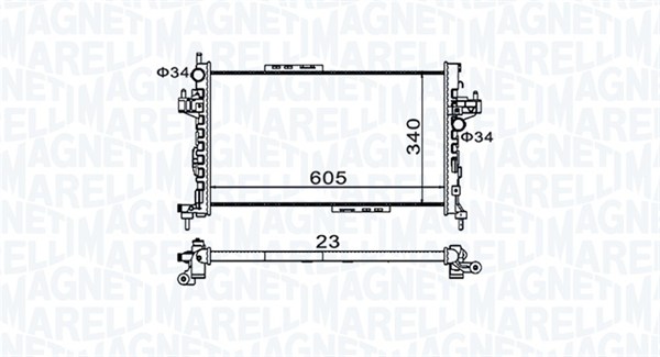 Radiator, motorkjøling - 350213977000 MAGNETI MARELLI - 1300259, 93177424, 1300261