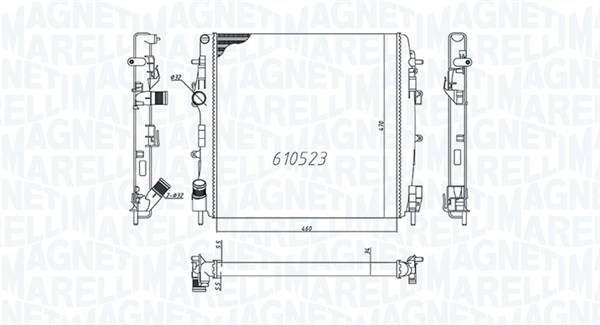 Radiator, motorkjøling - 350213995000 MAGNETI MARELLI - 21400-00QA8, 7701473785, 21400-00QAA