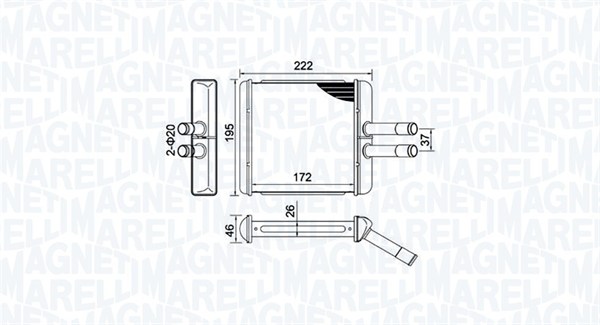 350218429000, Varmeveksler, kupeoppvarming, Výměník tepla, vnitřní vytápění, MAGNETI MARELLI, 96190674, 96207413, 96229203, 96231949, 0631.3002, 1.18.11990, 54237, 76502, 81006027, 812335, 8FH351315-331, 93860/A, DRR08001, DWA6027