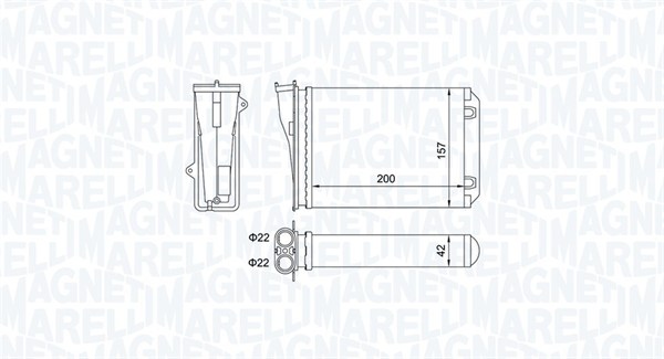 Varmeveksler, kupeoppvarming - 350218463000 MAGNETI MARELLI - 1608182480, 0606.3021, 1.18.12712