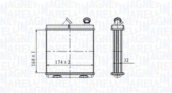 Varmeveksler, kupeoppvarming - 350218465000 MAGNETI MARELLI - 1618044, 1.18.13218, 37006116