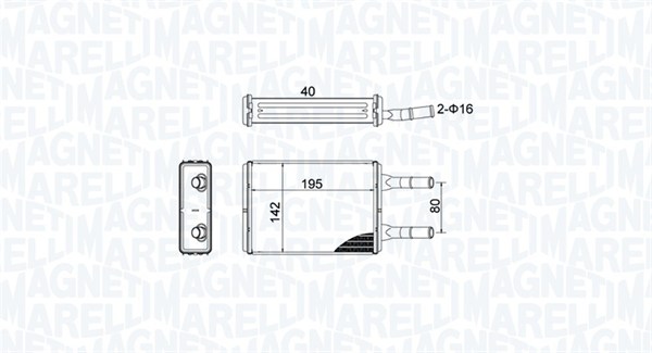 Varmeveksler, kupeoppvarming - 350218476000 MAGNETI MARELLI - 1030575, 97VW18B539AA, F2UH18476BA