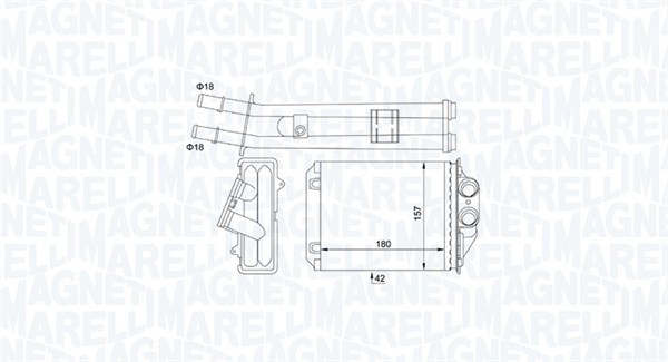 Varmeveksler, kupeoppvarming - 350218491000 MAGNETI MARELLI - 1582253, 77362540, 9S5119850CA