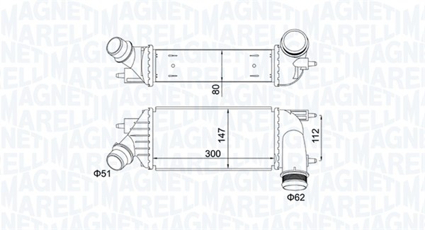 351319204140, Intercooler, Chladič turba, MAGNETI MARELLI, 0384P2, 1440010980, 0703.3009, 09004270, 1.61.1709.4G, 30242, 709.055, 818583, 96467, CNA4270, DIT07001