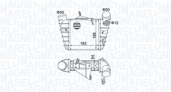 351319204750, Intercooler, Chladič turba, MAGNETI MARELLI, 6Q0145804A, 6Q0145805A, 0710.3018, 1.61.2020.4G, 30842, 58004213, 702.032, 817556, 8ML376760-581, 96770, VNA4213