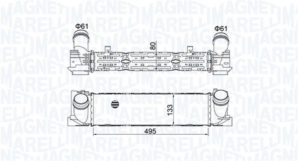 351319204900, Intercooler, Chladič turba, MAGNETI MARELLI, 17517600530, 06004464, 0702.3011, 30482, 704.018, 818259, 8ML376791-751, 96552, BWA4464
