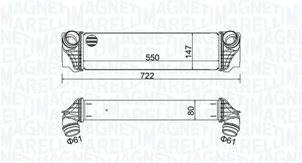 351319205570, Intercooler, Chladič turba, MAGNETI MARELLI, 17117577115, 17117805629, 17517577115, 17517805629, 06004376, 0702.3016, 30523, 704.022, 8ML376746-411, 96441, BW4376