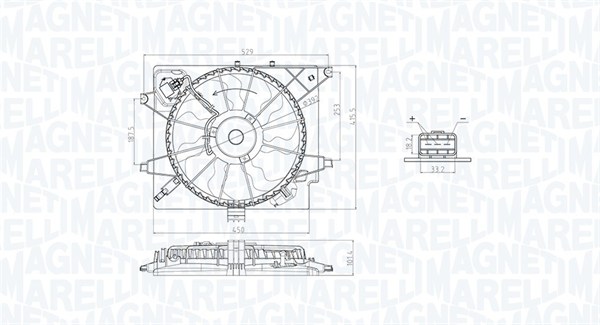 Kjølevifte, motor - 069422789010 MAGNETI MARELLI - 25380-A5800, HY7563