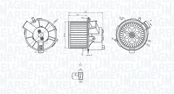 069412200010, Kupévifte, Vnitřní ventilátor, MAGNETI MARELLI, 6441J8, 6441R1, 0917773, 34017, 87744, 8EW009158-371, PE8388