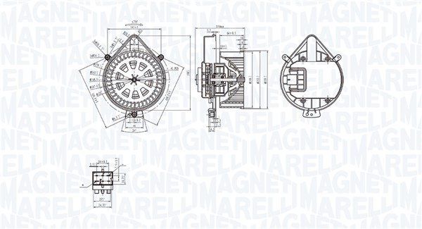 069412281010, Kupévifte, Vnitřní ventilátor, MAGNETI MARELLI, 8E1820021, 8E1820021A, 8E1820021B, 8E1820021E, 03008371, 698813, AI8371