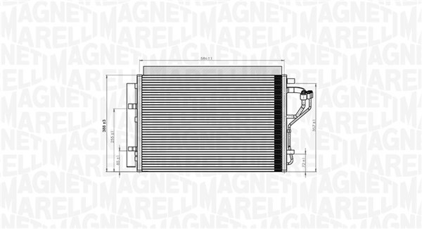 350203851000, Kondensator, klimaanlegg, Kondenzátor, klimatizace, MAGNETI MARELLI, 97606-3X000, 0828.3048, 35996, 43532, 814394, 82005308, 8FC351344-624, 940268, DCN41010, HYA5308D