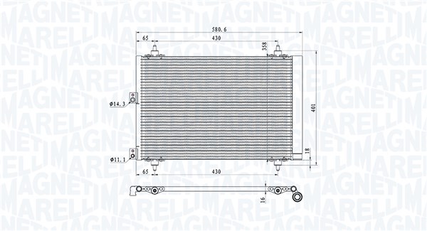 350203920000, Kondensator, klimaanlegg, Kondenzátor, klimatizace, MAGNETI MARELLI, 6455CN, 0803.3024, 09005241, 35843, 43317, 814080, 8FC351303-371, 94870, CNA5241D, DCN07006