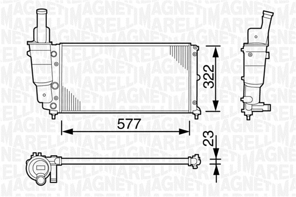 350213114000, Radiator, motorkjøling, Chladič, chlazení motoru, MAGNETI MARELLI, 46407450, 46465021, 71736187, 7774531, 0104.3004, 109.009/A, 17002140, 58072, 61858, 731562, 8MK376713-541, FTA2140, 732705