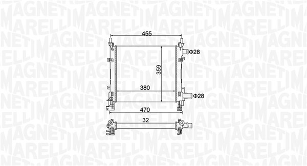 350213161900, Radiator, motorkjøling, Chladič, chlazení motoru, MAGNETI MARELLI, 1025533, 1671697, 0105.3055, 110.086/A, 1.40.13739.534, 18002260, 54671, 62083A, 734772, 8MK376720-271, CR626000S, DRM10061, FDA2260