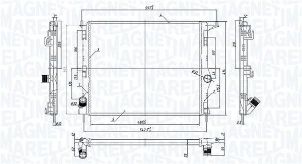 350213165900, Radiator, motorkjøling, Chladič, chlazení motoru, MAGNETI MARELLI, 214104453R, 8200735038, 0109.3116, 123.189/A, 43002476, 53069, 637609, 700802, 8MK376787-351, RT2476