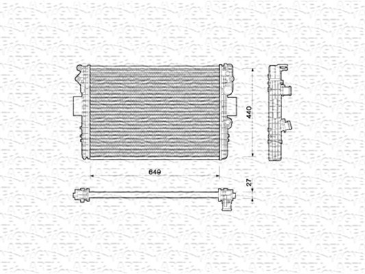 Radiator, motorkjøling - 350213169000 MAGNETI MARELLI - 500303392, 500396428, 500396429