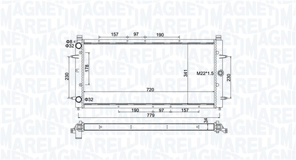 Radiator, motorkjøling - 350213174600 MAGNETI MARELLI - 2110210, 701121253D, 701121253E