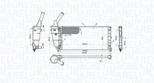 350213177000, Radiator, motorkjøling, Chladič, chlazení motoru, MAGNETI MARELLI, 46763325, 0104.3039, 109.304/A, 1.40.13647.523, 53619, 61893, 73002083, 734238, 8MK376900-251, CR2008000P, DRM13005, LCA2083, CR2008000S