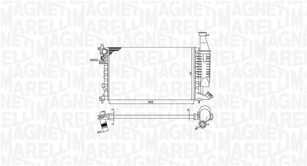 350213186400, Radiator, motorkjøling, Chladič, chlazení motoru, MAGNETI MARELLI, 133047, 1331AP, 1331AQ, 1331AS, 1331AT, 1331CT, 133302, 133303, 0103.3094, 09002168, 106.067, 1.40.14573.523, 58174, 63716, 732563, 8MK376719-501, CNA2168, CR596000S, 8MK376719-511