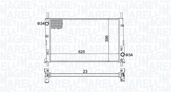 Radiator, motorkjøling - 350213189300 MAGNETI MARELLI - 1029616, 1029617, 1086946