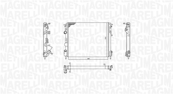 350213192600, Radiator, motorkjøling, Chladič, chlazení motoru, MAGNETI MARELLI, 8200033831, 8200343476, 0109.3072, 123.086, 43002270, 58217, 63809, 732721, 8MK376700-571, DRM23015, RT2270