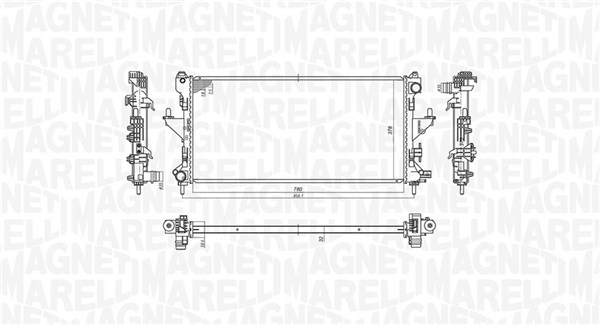 Radiator, motorkjøling - 350213198200 MAGNETI MARELLI - 1330Q2, 1340359080, 1330Q3