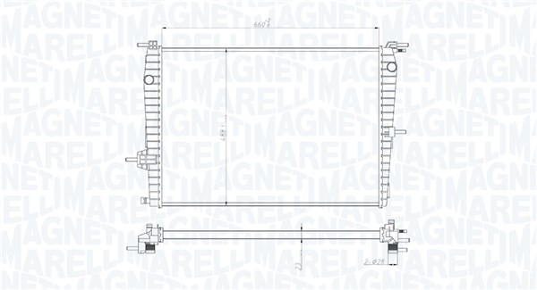 Radiator, motorkjøling - 350213199300 MAGNETI MARELLI - 214100014R, 214100067R, 0109.3098