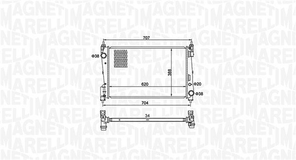 350213385000, Radiator, motorkjøling, Chladič, chlazení motoru, MAGNETI MARELLI, 1300297, 55700448, 13313296, 55704136, 0104.3128, 109.206, 17002311, 54752, 61915, 735040, 8MK376754-451, DRM09110, FT2311