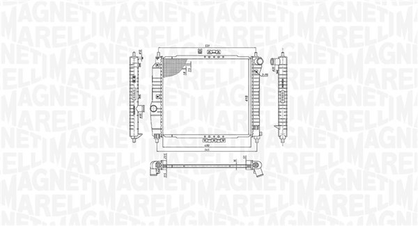 350213891000, Radiator, motorkjøling, Chladič, chlazení motoru, MAGNETI MARELLI, 96443475, 96536523, 96816481, 0131.3017, 107.023, 53637, 61636, 735157, 81002066, 8MK376762-641, DRM15003, DWA2066