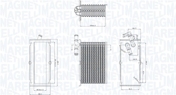 351319205430, Intercooler, Chladič turba, MAGNETI MARELLI, 03C145749B, 03F145749C, 0710.3057, 30045, 58004305, 702.077, 818838, 96470, VN4305