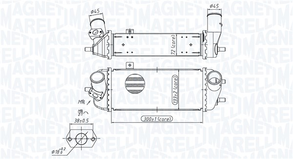 351319205700, Intercooler, Chladič turba, MAGNETI MARELLI, 28270-2A720, 28271-2A700, 28271-2A710, 0733.3001, 30327, 712.012, 83014700, 96558, HY4477