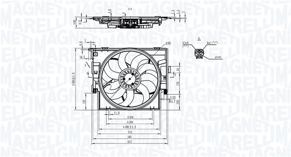 Kjølevifte, motor - 069422829010 MAGNETI MARELLI - 17427600558, 17427640509, 17428621191