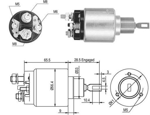 940113050048, Innslag, starter, Elektromagnetický spínač, startér, MAGNETI MARELLI, 12411711403, 0331303102, 136036, 458539, 8017160, 0331303105, 0331303116, 0331303117, 0331303616, 0331303617, 2339303244, 2339303246