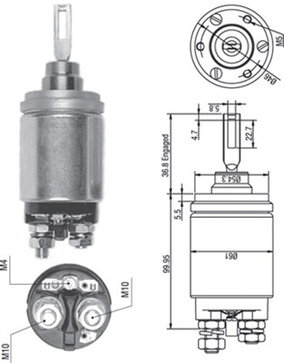 940113050259, Innslag, starter, Elektromagnetický spínač, startér, MAGNETI MARELLI, 0001354007, 0331401008, 133398, 0331401508