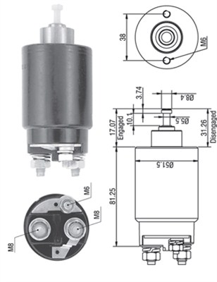 940113050264, Innslag, starter, Elektromagnetický spínač, startér, MAGNETI MARELLI, F3RZ11390A, F3RZ11390B, F78Z11390AA, XS6U11390AA, 138496, SW2506, SW2507, SW818
