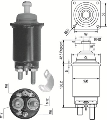 940113050313, Innslag, starter, Elektromagnetický spínač, startér, MAGNETI MARELLI, 1337458, 0001371010, 139965, 2339403009, 2339403509