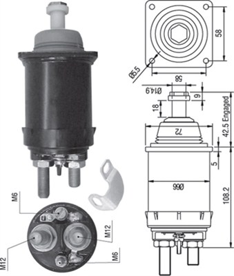 940113050314, Innslag, starter, Elektromagnetický spínač, startér, MAGNETI MARELLI, 0001372001, 0331403003, 0331403004, 2339403008, 2339403010