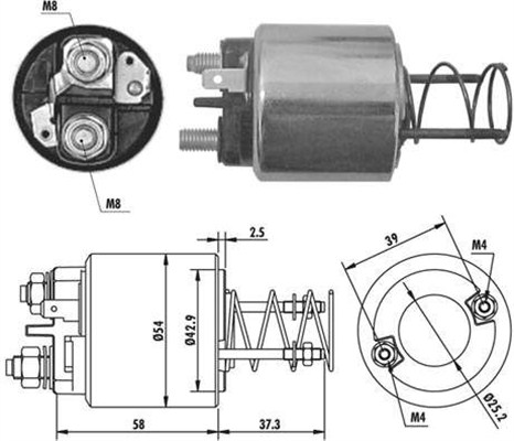 940113050383, Innslag, starter, Elektromagnetický spínač, startér, MAGNETI MARELLI, 104604, 133163, D9E76, CED540