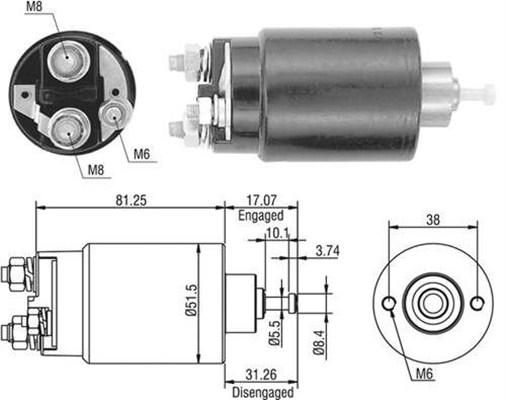 940113050404, Innslag, starter, Elektromagnetický spínač, startér, MAGNETI MARELLI, F3RZ11390A, F3RZ11390B, F78Z11390A, XS6U11390AA, 138496, SW2506, SW2507, SW5204